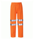 Thor Waterproof Hi Vis Over Trousers high visibility yellow 300D breathable waterproof fabric sewn reflective tape elastic waistband side zip hem