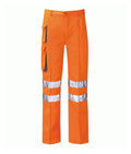 Zeus Combat Style Hi Vis Trouser yellow with contrast grey trim reflective tape mobile phone pocket and utility leg pocket