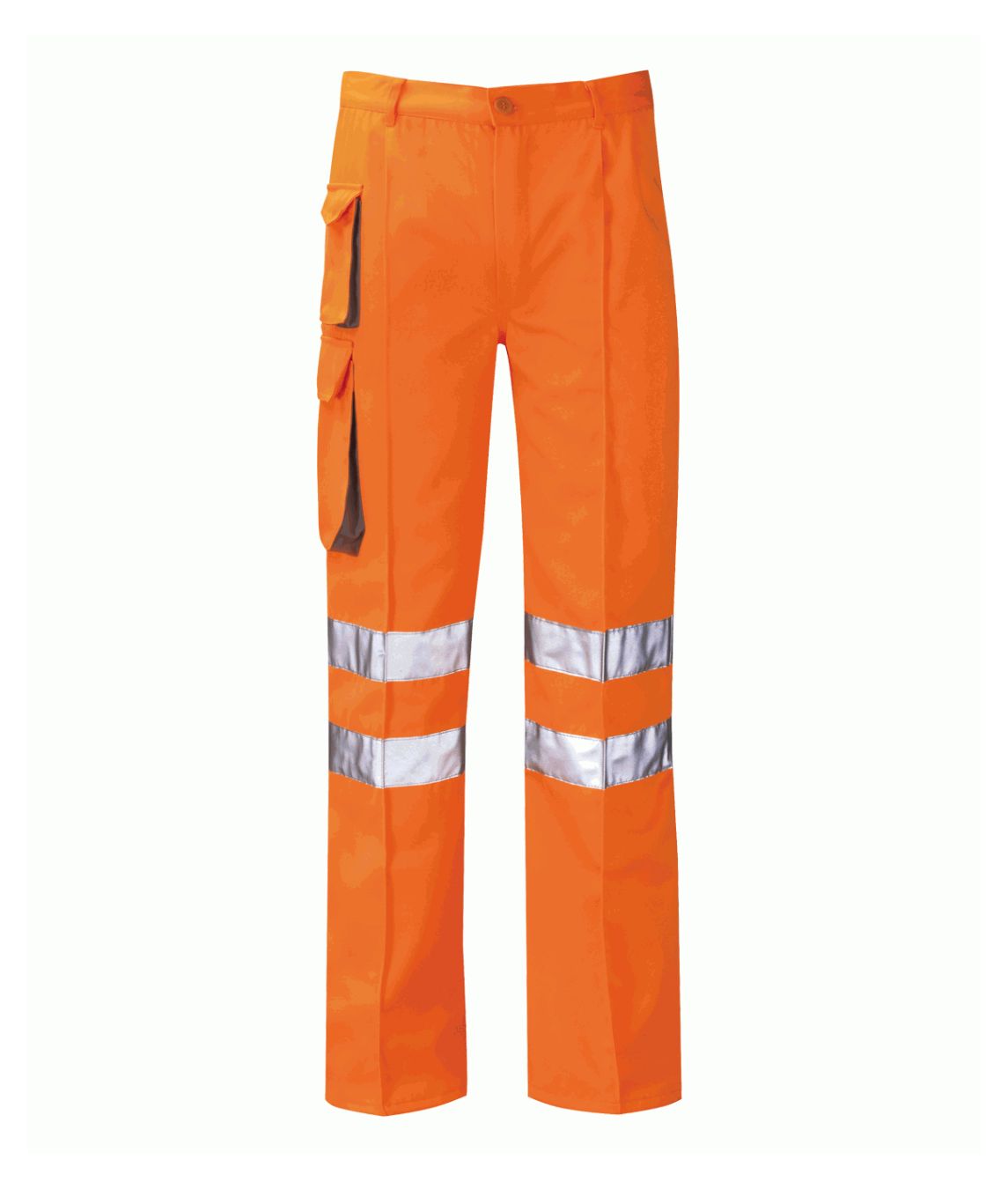 Zeus Combat Style Hi Vis Trouser yellow with contrast grey trim reflective tape mobile phone pocket and utility leg pocket