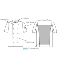 AFD Short Sleeve Coolmax® Chef's Jacket | Black - Eg Clothing UK