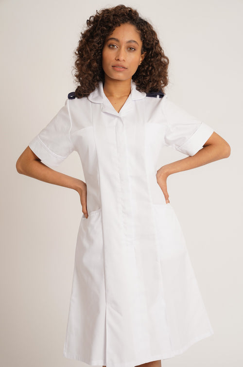 Behrens Ladies Dress short length with epaulette loops princess seams concealed zip waterproof breast pocket