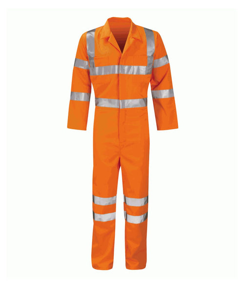 Apollo Coverall high-visibility regular leg 80/20 polycotton 275GSM with reflective tape zip front internal knee pad pockets
