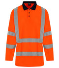 Pro RTX High Visibility Long Sleeve Polo Shirt | Orange/Navy - Eg Clothing UK
