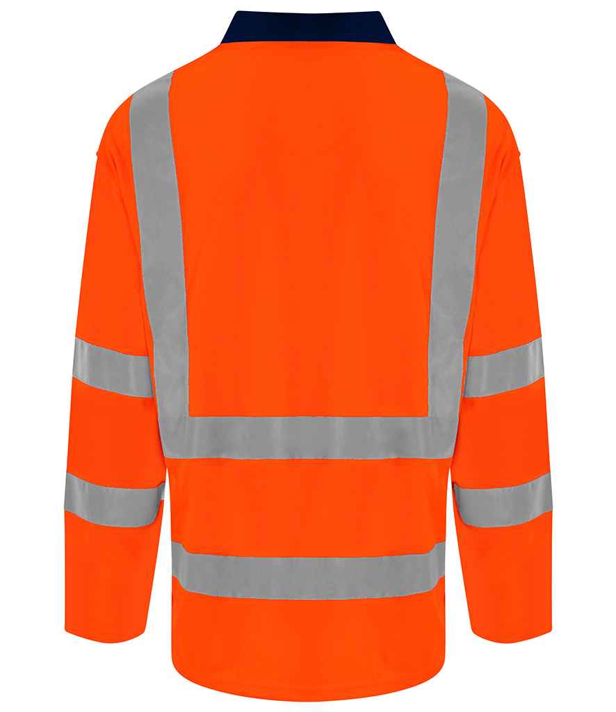 Pro RTX High Visibility Long Sleeve Polo Shirt | Orange/Navy - Eg Clothing UK