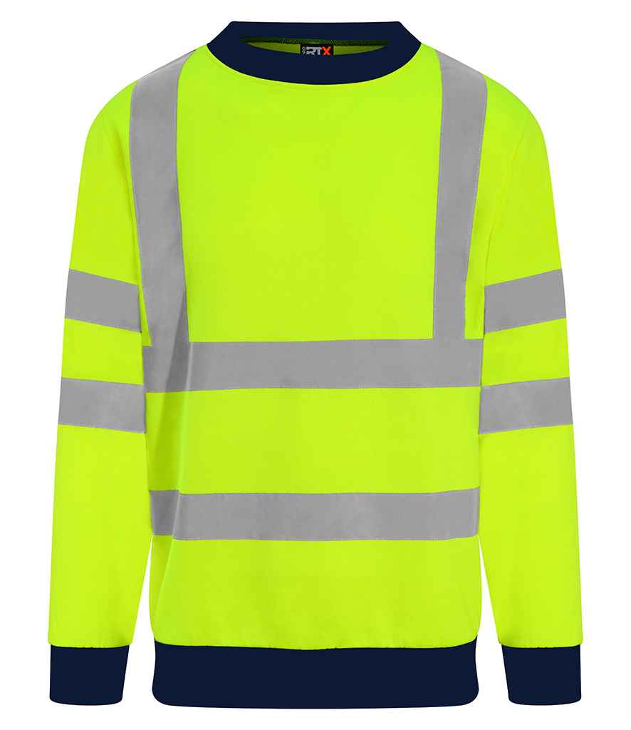Pro RTX High Visibility Two Tone Sweatshirt | Yellow/Navy - Eg Clothing UK