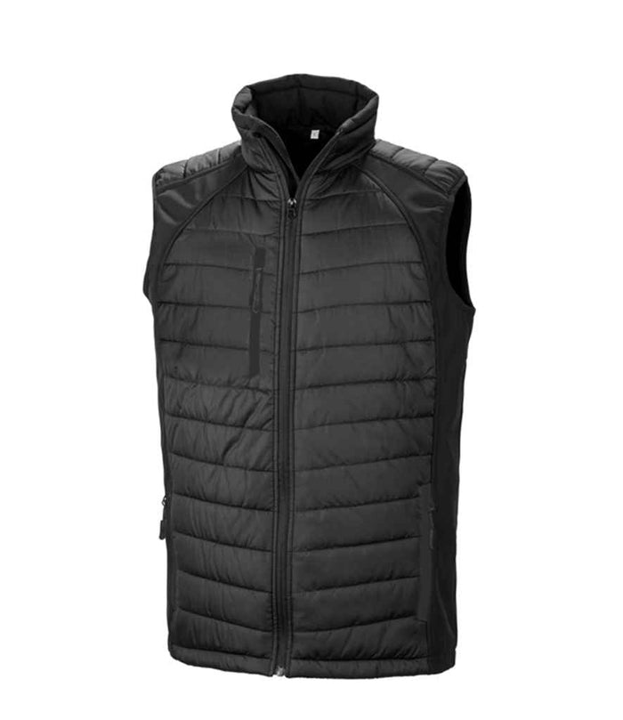 Result Genuine Recycled Compass Padded Gilet | Black/Black - Eg Clothing UK