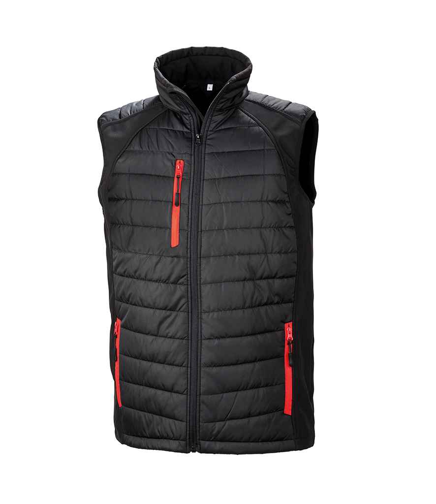 Result Genuine Recycled Compass Padded Gilet | Black/Red - Eg Clothing UK