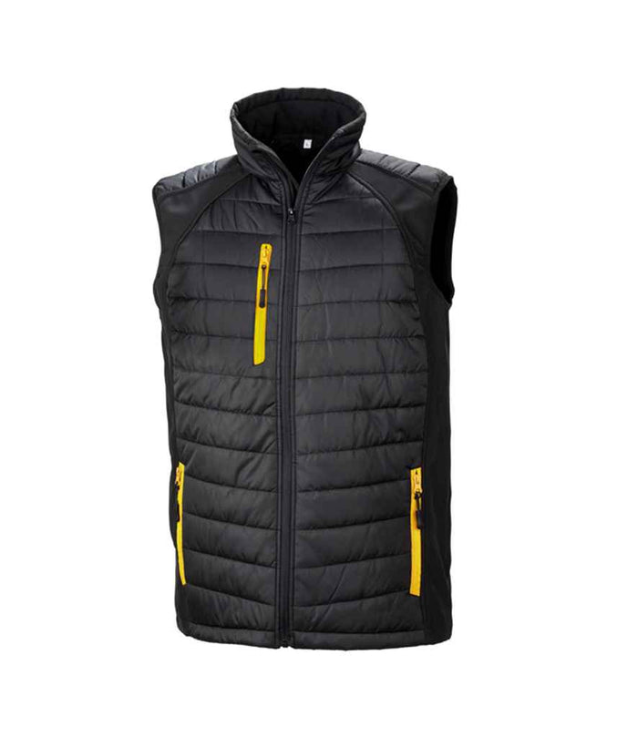 Result Genuine Recycled Compass Padded Gilet | Black/Yellow - Eg Clothing UK