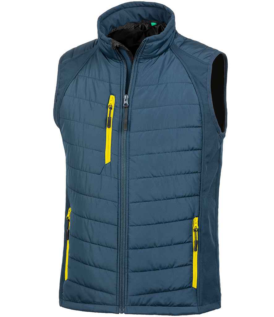 Result Genuine Recycled Compass Padded Gilet | Navy/Yellow - Eg Clothing UK