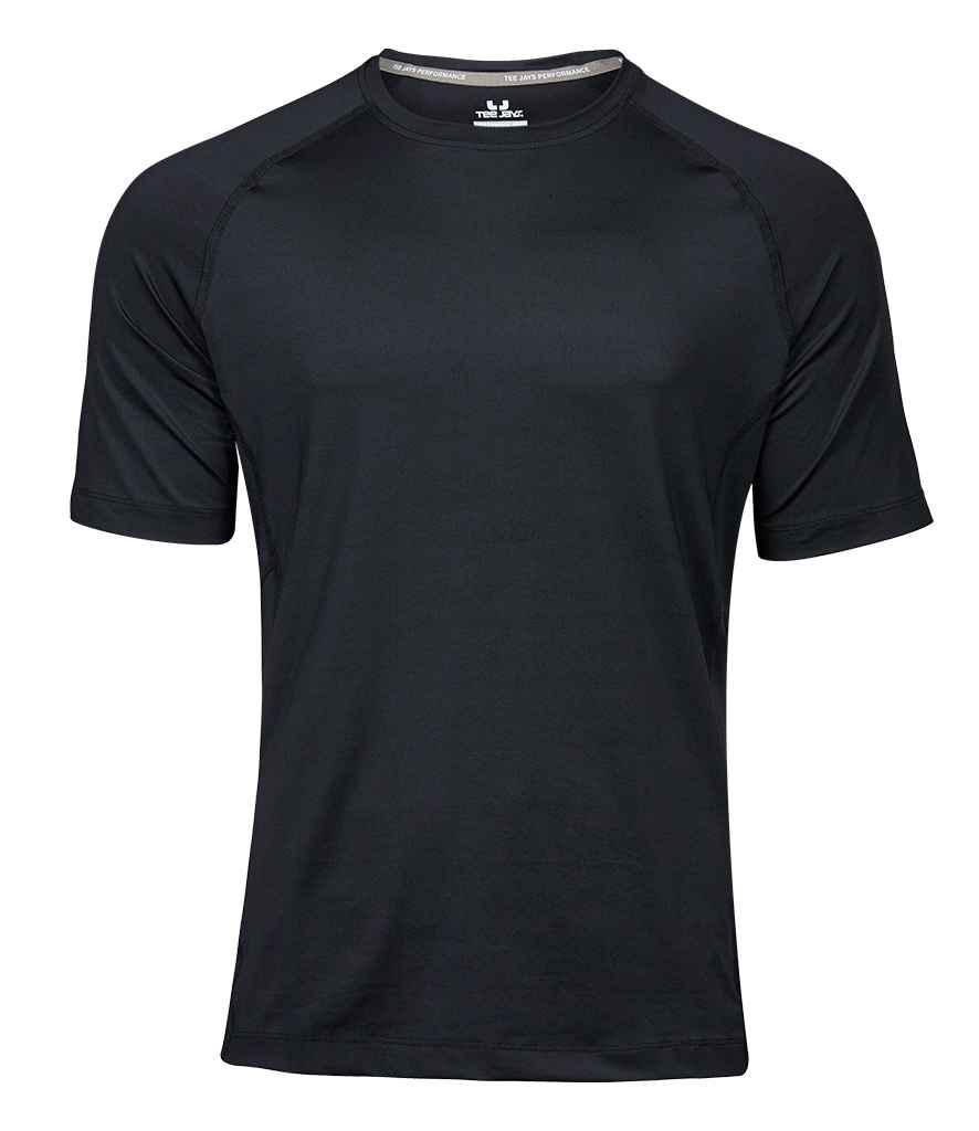 Tee Jays CoolDry T-Shirt sporty fit with taped neck reflective print flatlock stitching breathable fabric