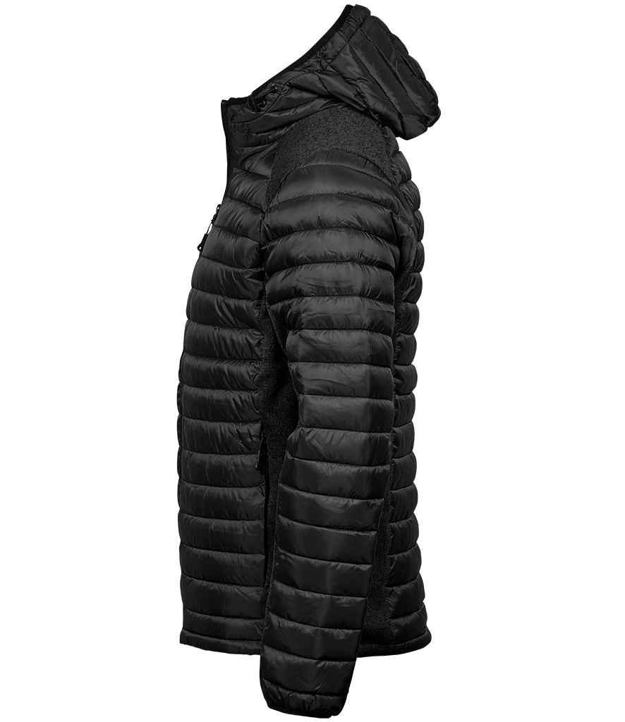 Tee Jays Crossover Hooded Padded Outdoor Jacket | Black/Black Melange - Eg Clothing UK