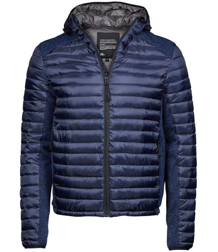 Tee Jays Crossover Hooded Padded Outdoor Jacket | Navy/Navy Melange - Eg Clothing UK