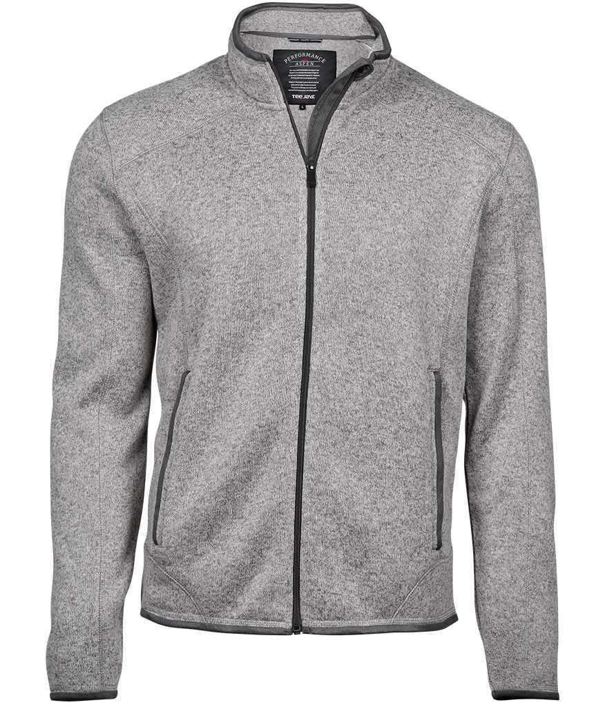 Tee Jays Knitted Outdoor Fleece Jacket | Grey Melange - Eg Clothing UK