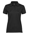 Tee Jays Ladies Club Polo Black short sleeve moisture-wicking quick-dry fabric flatlock stitching tailored ladies fit