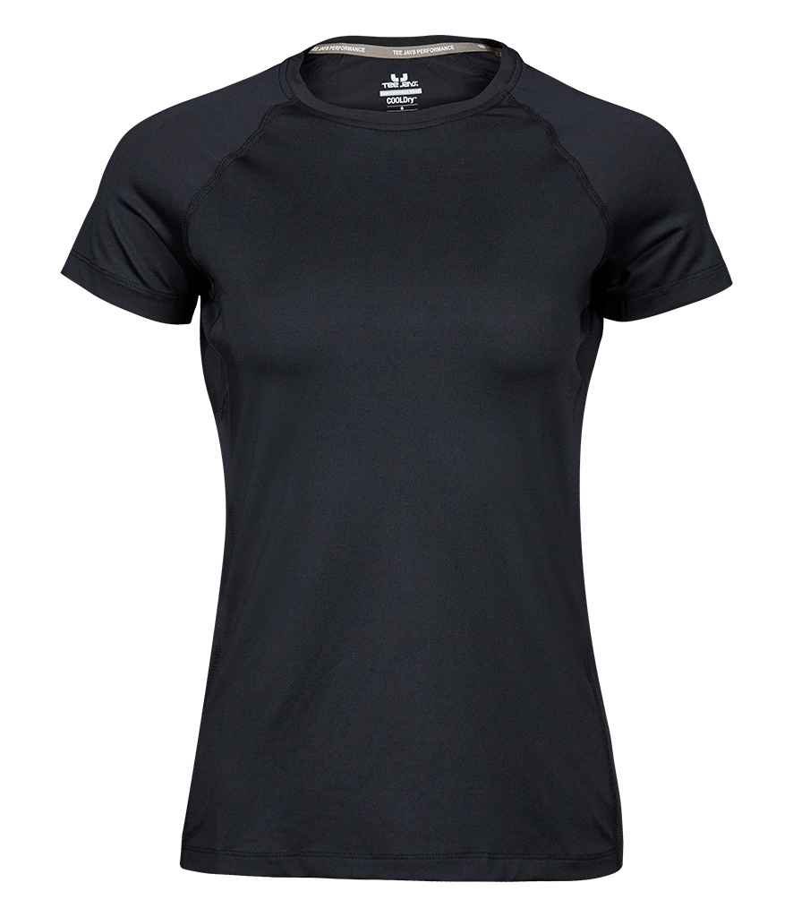 Tee Jays Ladies CoolDry T-Shirt lightweight sporty fit flatlock stitching taped neck reflective print