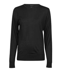 Tee Jays Ladies Crew Neck Sweater | Black - Eg Clothing UK