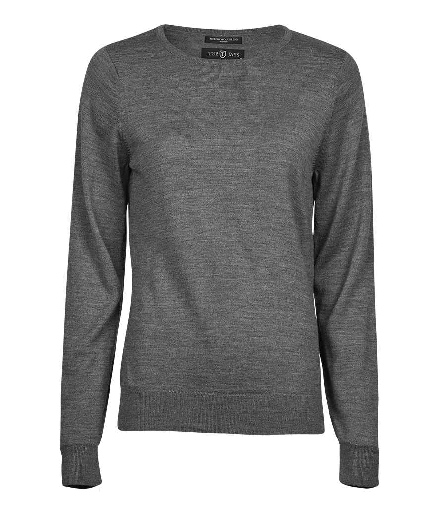 Tee Jays Ladies Crew Neck Sweater | Grey Melange - Eg Clothing UK