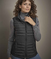 Tee Jays Ladies Crossover Padded Bodywarmer | Black/Black - Eg Clothing UK