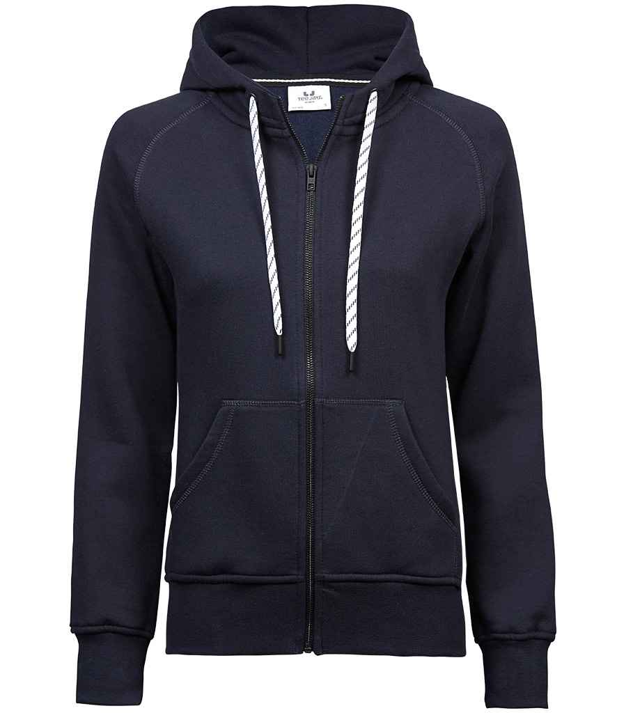 Tee Jays Ladies Fashion Zip Hooded Sweatshirt | Navy - Eg Clothing UK