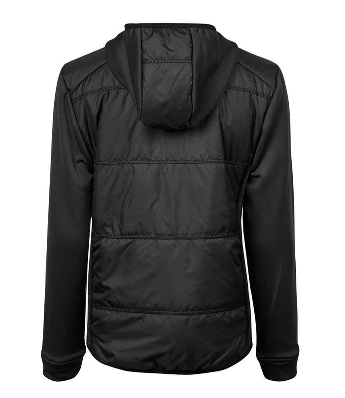 Tee Jays Ladies Hybrid - Stretch Hooded Jacket | Black/Black - Eg Clothing UK