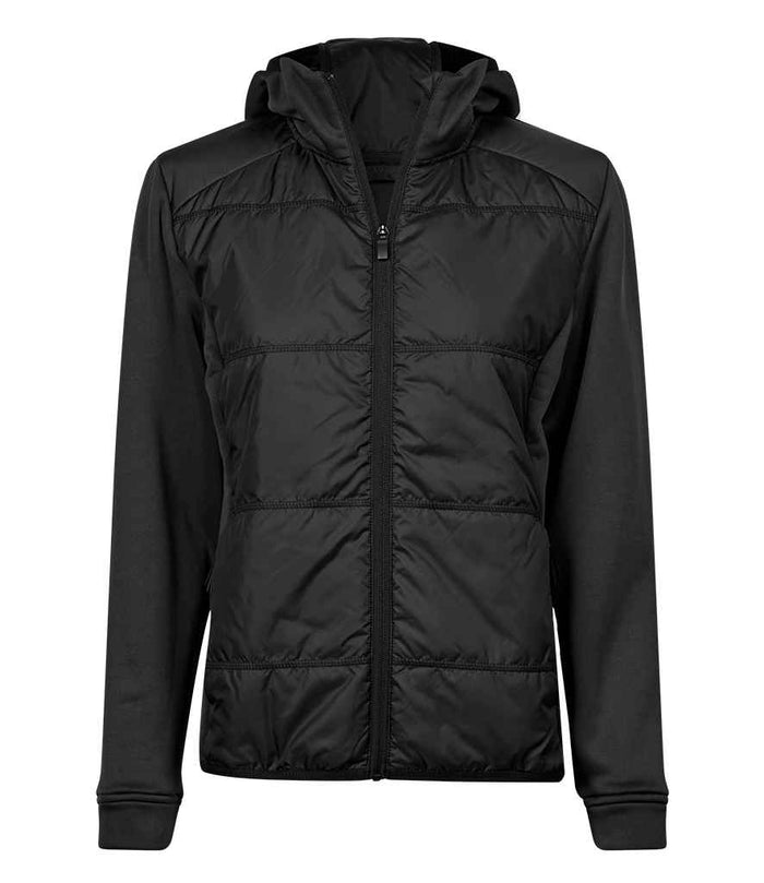 Tee Jays Ladies Hybrid - Stretch Hooded Jacket | Black/Black - Eg Clothing UK