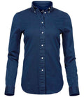 Tee Jays Ladies Long Sleeve Casual Twill Shirt Indigo with button collar shaped fit twill texture long sleeves