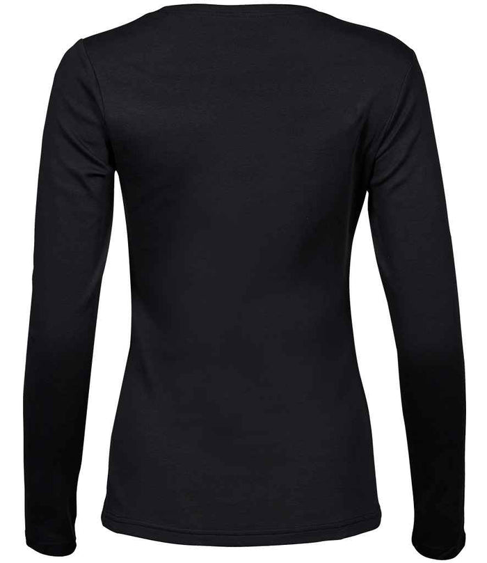 Tee Jays Ladies Long Sleeve Interlock T - Shirt | Black - Eg Clothing UK