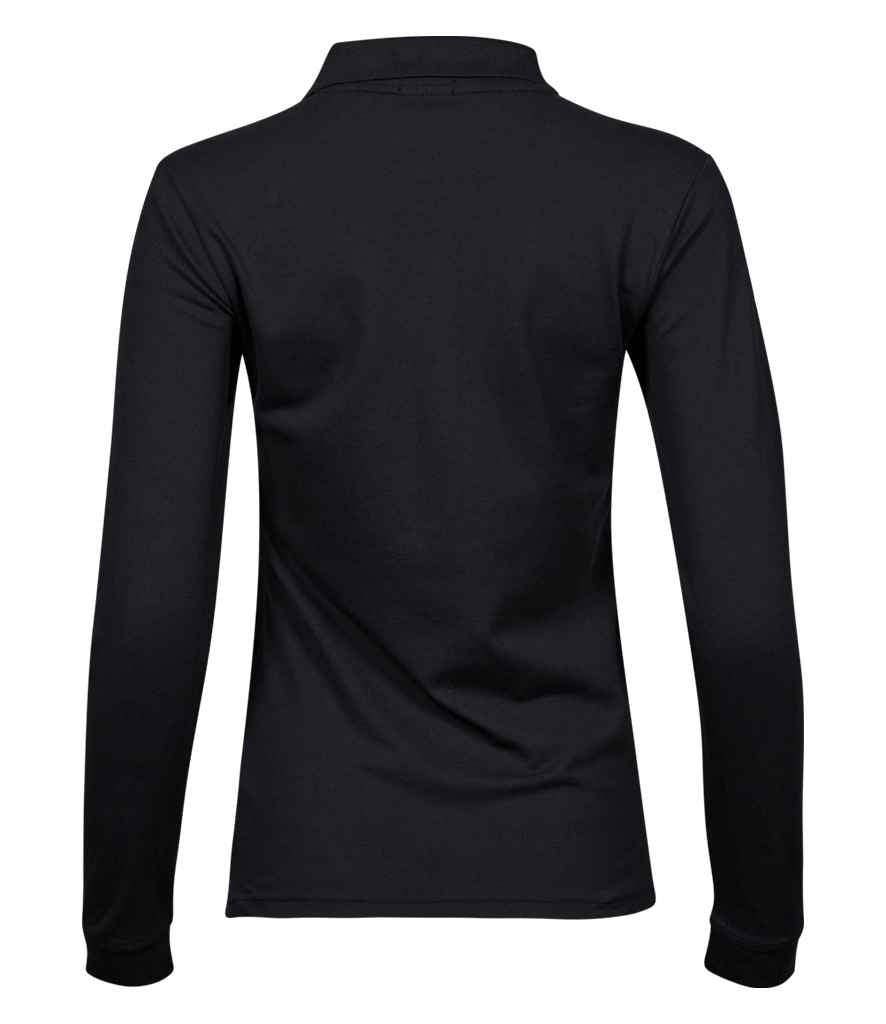 Tee Jays Ladies Luxury Stretch Long Sleeve Polo Shirt | Black - Eg Clothing UK
