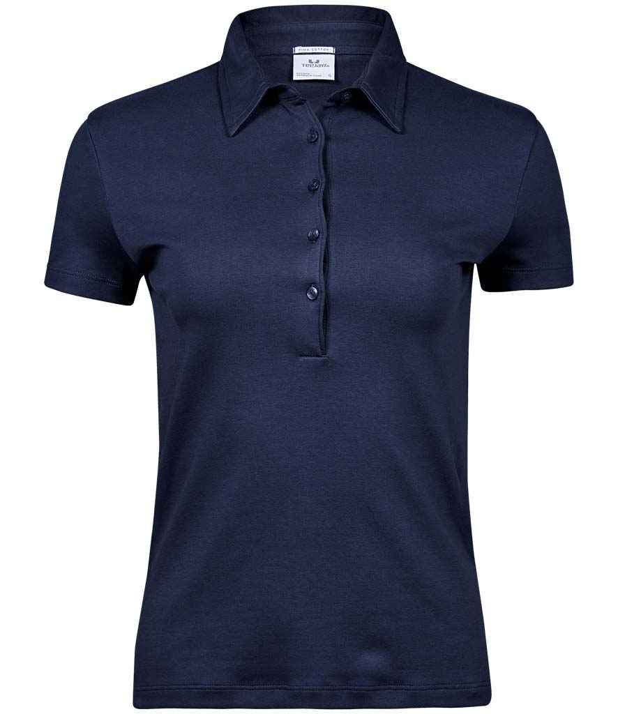 Tee Jays Ladies Pima Cotton Interlock Polo Shirt | Navy - Eg Clothing UK