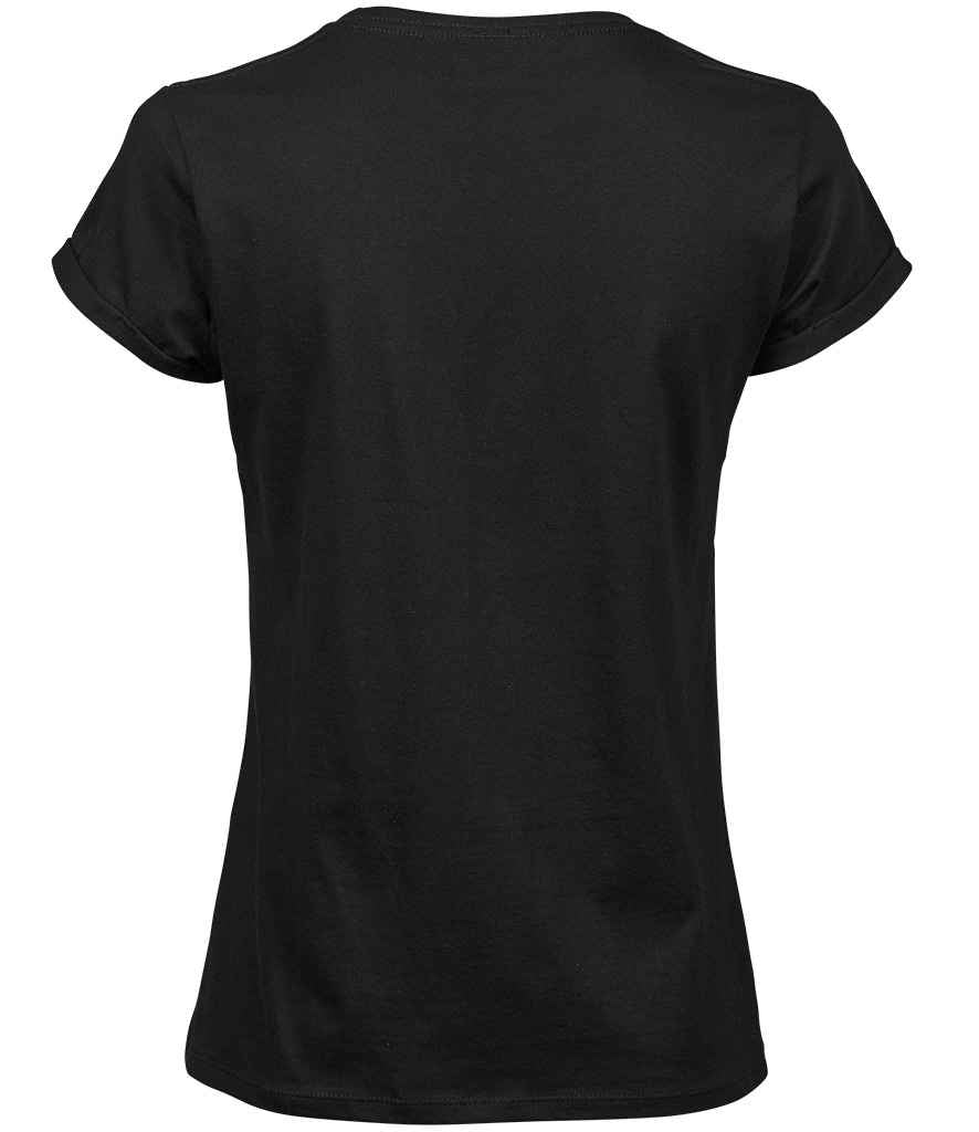 Tee Jays Ladies Roll - Up T - Shirt | Black - Eg Clothing UK