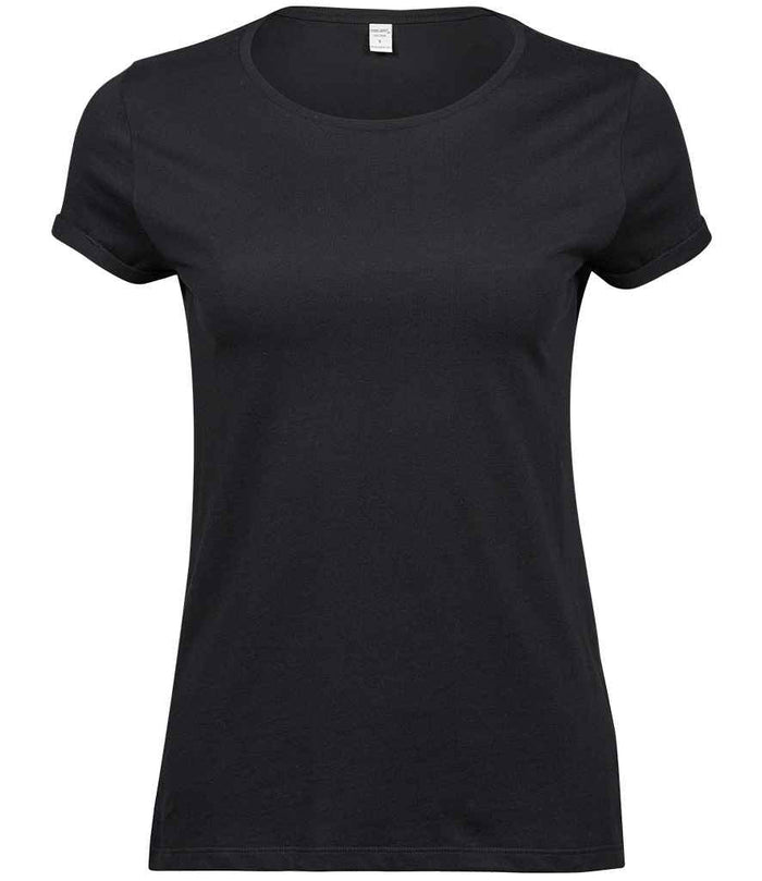 Tee Jays Ladies Roll - Up T - Shirt | Black - Eg Clothing UK