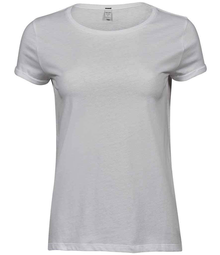 Tee Jays Ladies Roll - Up T - Shirt | White - Eg Clothing UK