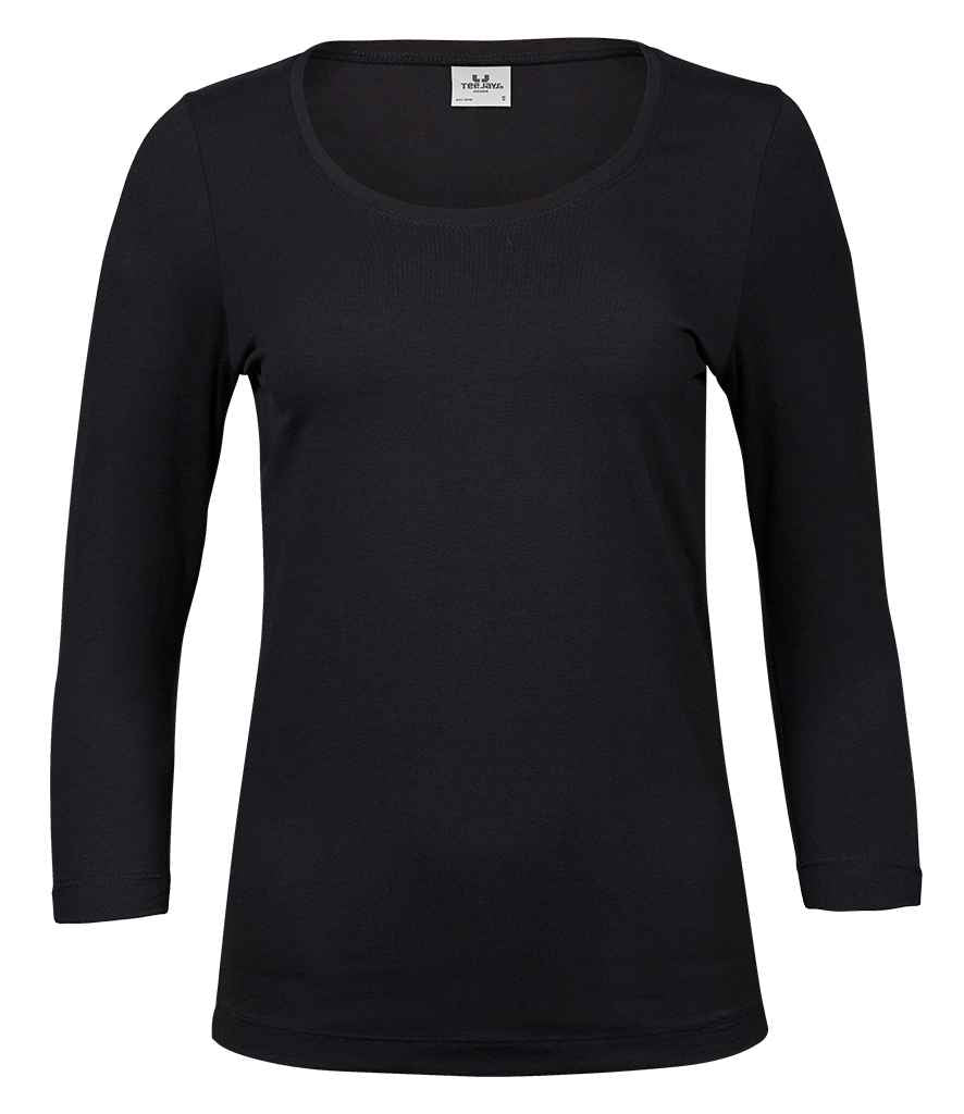 Tee Jays Ladies Stretch 3/4 Sleeve T-Shirt fitted stretch cotton blend breathable lightweight retains shape