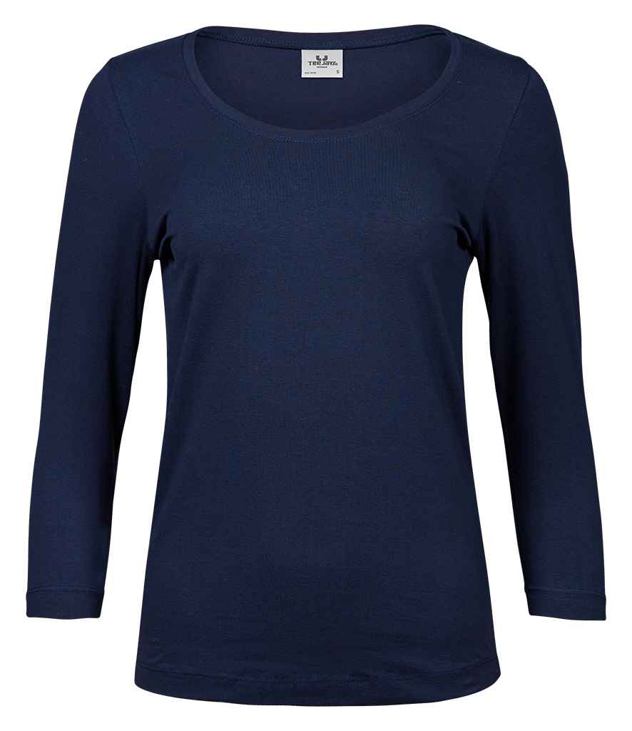 Tee Jays Ladies Stretch 3/4 Sleeve T - Shirt | Navy - Eg Clothing UK