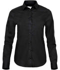 Tee Jays Ladies Stretch Poplin long sleeve shirt tailored fit button-down adjustable cuffs cotton elastane