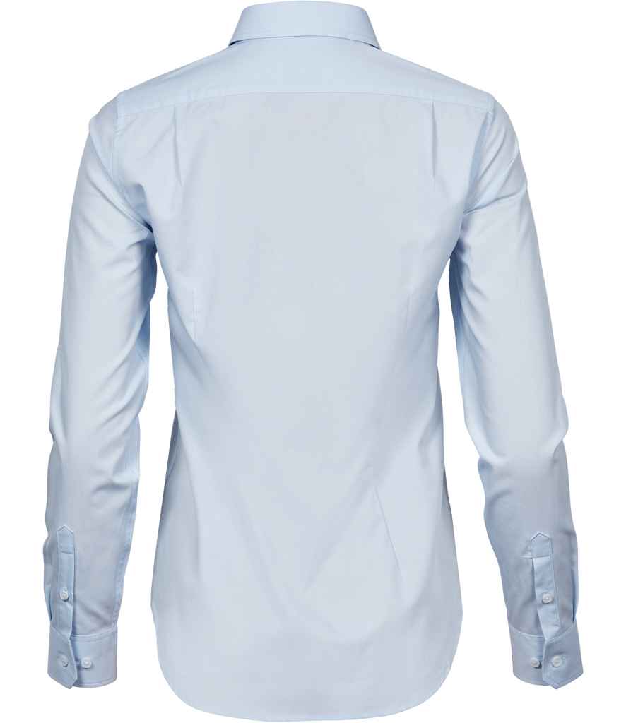 Tee Jays Ladies Stretch Luxury Long Sleeve Poplin Shirt | Light Blue - Eg Clothing UK