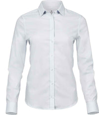 Tee Jays Ladies Stretch Luxury Long Sleeve Poplin Shirt | White - Eg Clothing UK