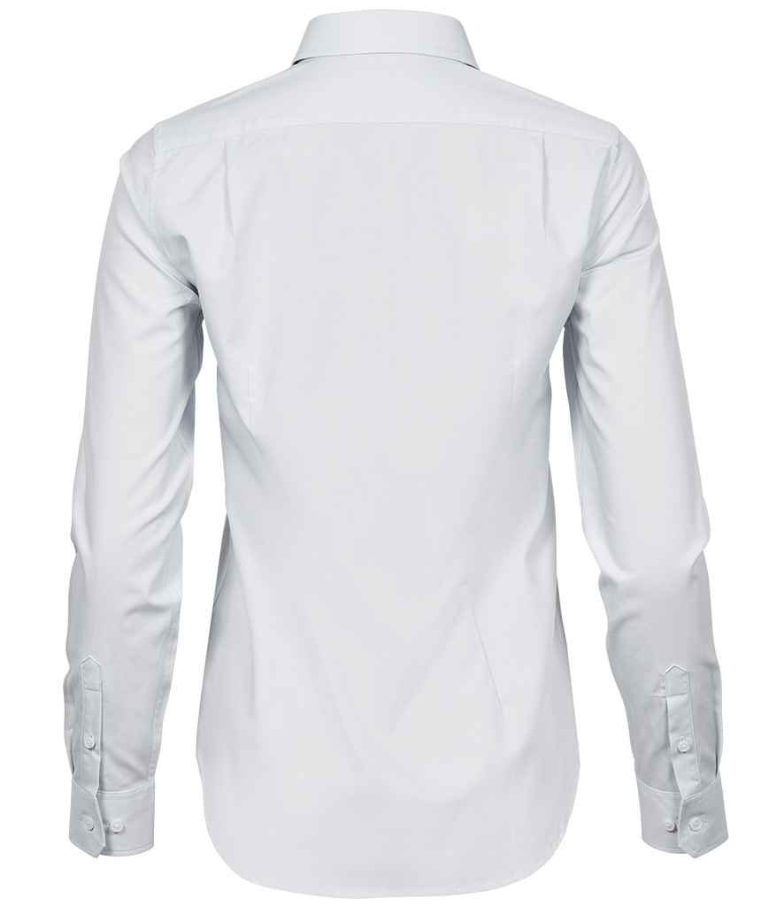 Tee Jays Ladies Stretch Luxury Long Sleeve Poplin Shirt | White - Eg Clothing UK