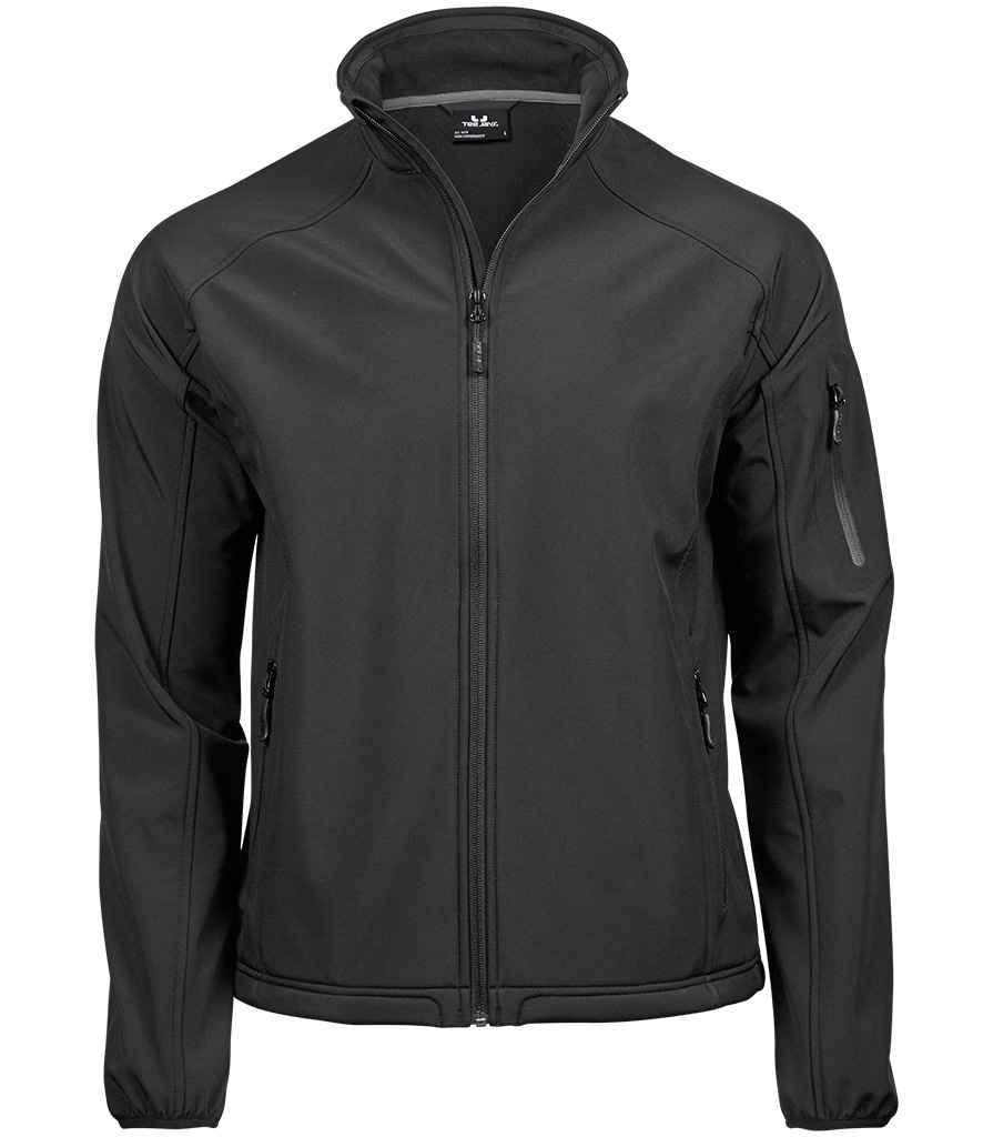 Tee Jays Lightweight Performance Soft Shell Jacket zip front TPU membrane waterproofing polyester fleece backing for warmth