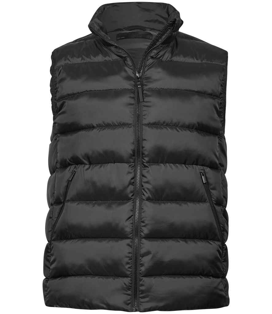Tee Jays Lite Bodywarmer gilet showing showerproof recycled nylon 380T shell DuPont padding full-length SBS zip and zippered pockets