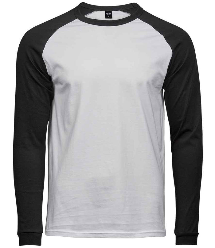 Tee Jays Long Sleeve Baseball T - Shirt | White/Black - Eg Clothing UK