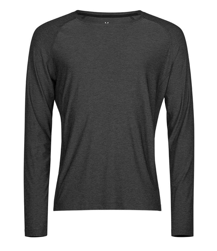 Tee Jays Long Sleeve CoolDry™ T - Shirt | Black Melange - Eg Clothing UK