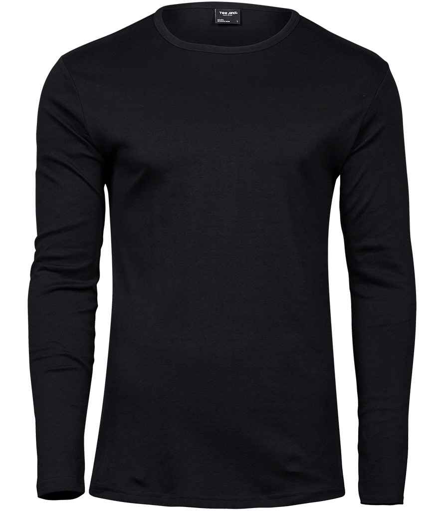 Tee Jays Long Sleeve Interlock T - Shirt | Black - Eg Clothing UK