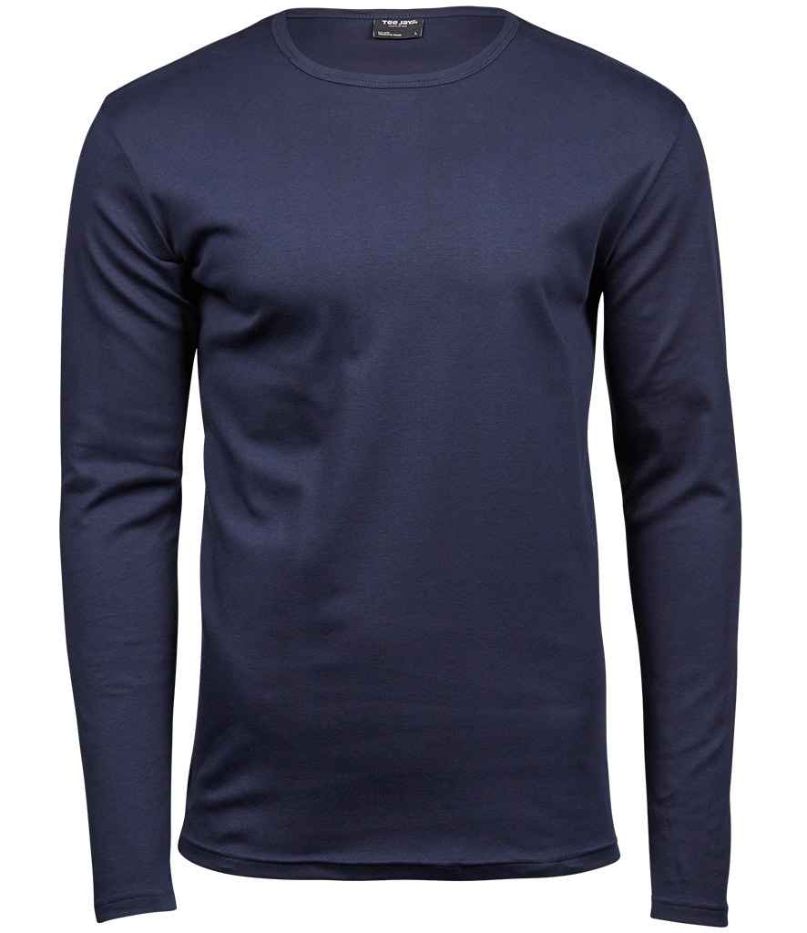 Tee Jays Long Sleeve Interlock T - Shirt | Navy - Eg Clothing UK