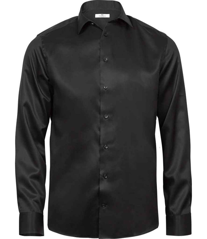 Tee Jays Luxury Comfort Fit Long Sleeve Oxford Shirt | Black - Eg Clothing UK