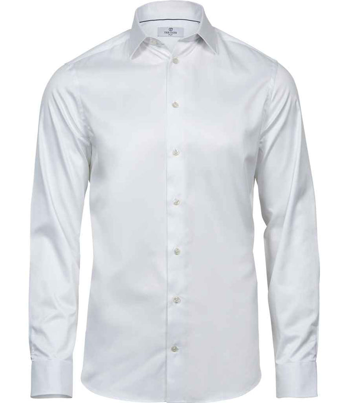 Tee Jays Luxury Slim Fit Long Sleeve Oxford Shirt | White - Eg Clothing UK