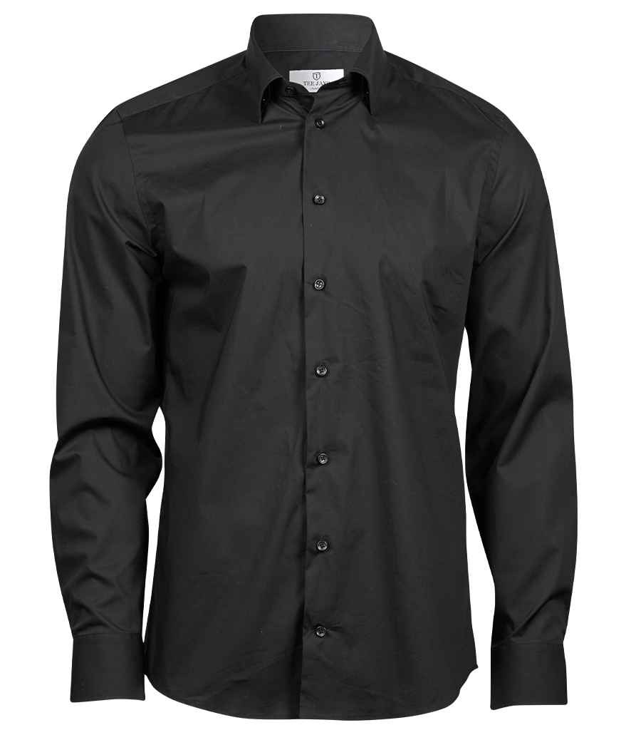 Tee Jays Stretch Long Sleeve Shirt shaped fit stretch blend easy iron button under collar pearl buttons two-button cuffs