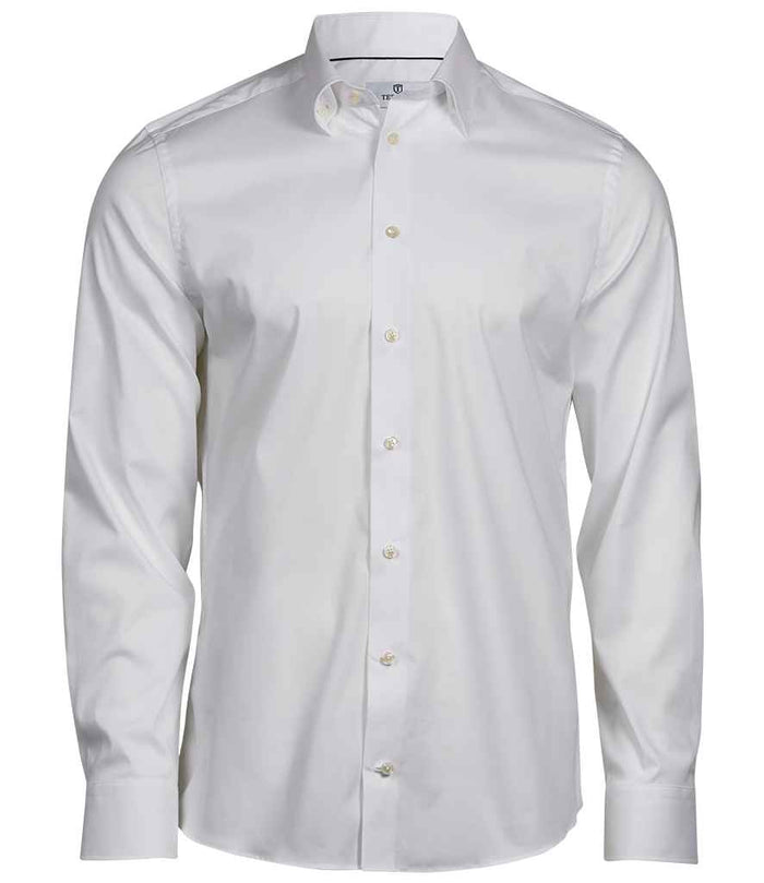 Tee Jays Luxury Stretch Long Sleeve Shirt | White - Eg Clothing UK