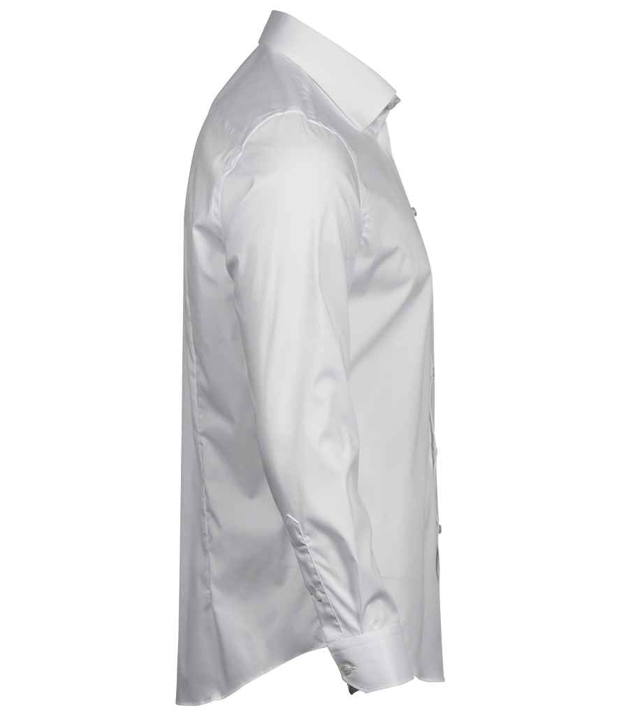 Tee Jays Luxury Stretch Long Sleeve Shirt | White - Eg Clothing UK