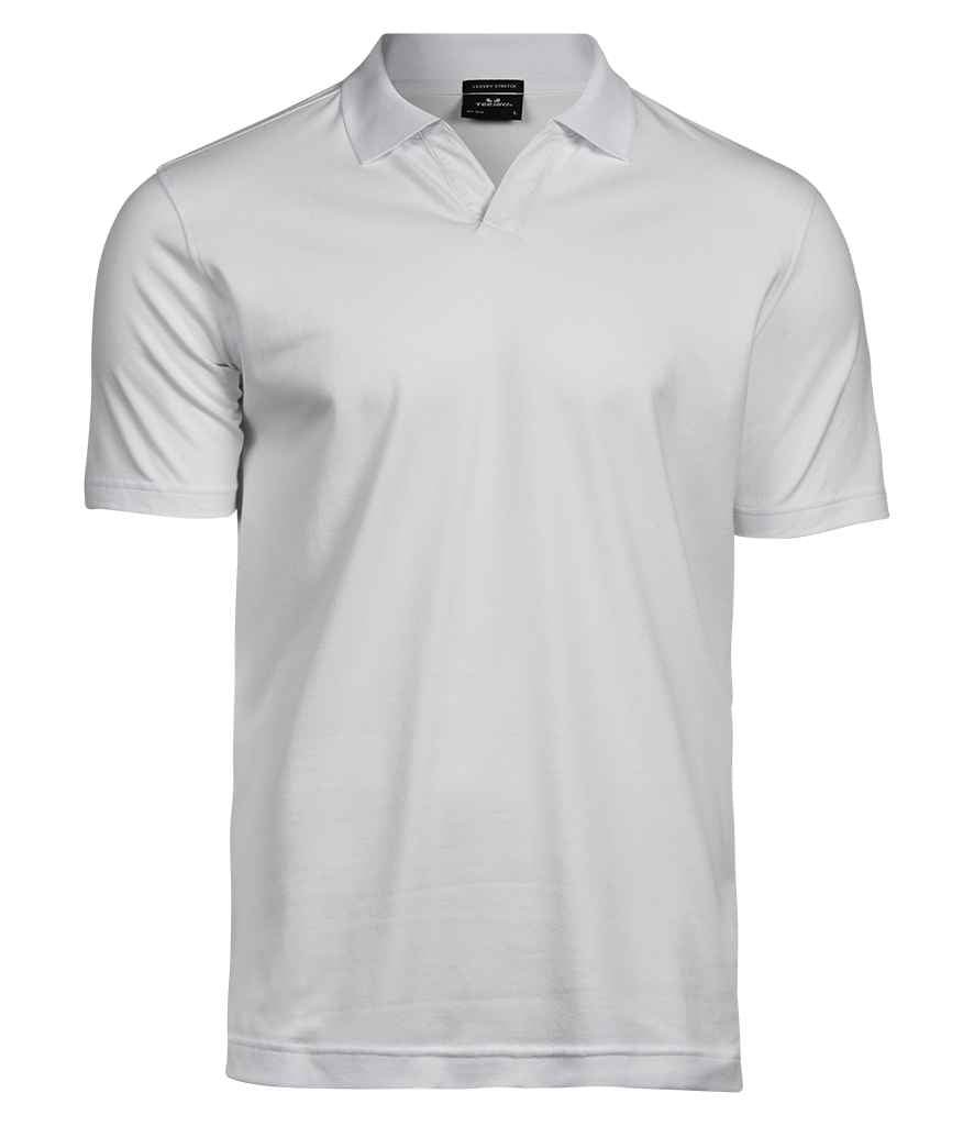 Tee Jays Luxury Stretch V Neck Polo Shirt | White - Eg Clothing UK